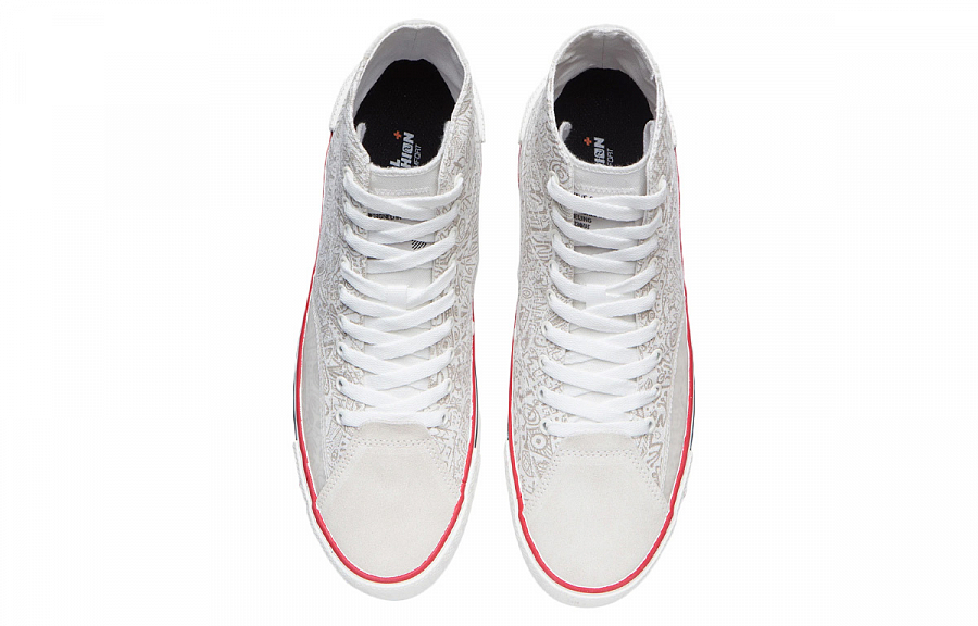 LiNing Wave Canvas Hi High-Top Skateboard Shoes Men's White Gray