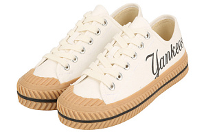 MLB Playball Anti-Slip And Wear-Resistant Lightweight Low-Top Canvas Shoes Unisex White Brown 1 2700933