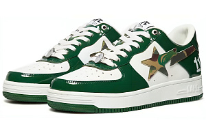 A BATHING APE STA Stylish Skateboarding Shoes Men's White Green 1 2702305