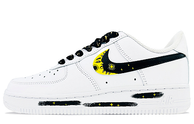 Nike Air Force 1 Low Low-Top Skateboard Shoes Women's Black Yellow