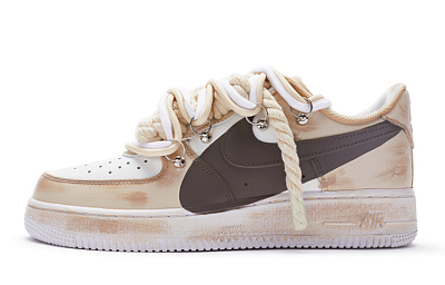 Nike Air Force 1 Anti Slip Wear Resistant Low Top Skateboard Shoes Women's White Brown