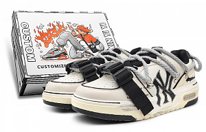 MLB Chunky Liner Wear-Resistant Height Increasing Low-Top Skateboard Shoes Unisex Beige Yellow