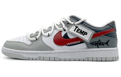 Nike Dunk Low 'Pure Platinum' Slip-Resistant Cushioning Wear-Resistant Low-Top Skateboard Shoes Men's White Gray Red