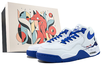 Nike Flight Legacy Mid-Top Vintage Basketball Shoes Men's White Blue