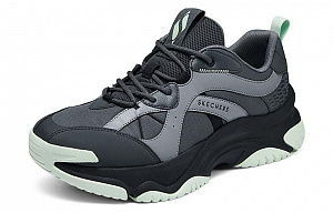 Skechers Street Cushioning Breathable Low-Top Running Shoes Men's Charcoal Gray 1 2720842