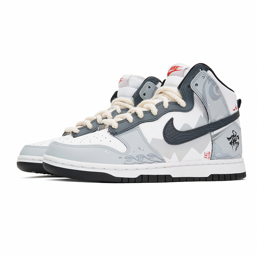 Nike Dunk High Top Vintage Casual Skateboard Shoes Women's Gray White купить в интернет-магазине Yoocart с быстрой доставкой по России.