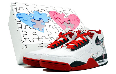 Nike Flight Legacy Playful Flowers Daji Shopping Bag Mid-Top Vintage Basketball Shoes Unisex Red Black White