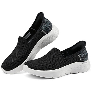 Skechers Go Walk Fle Low Top Casual Shoes Women's Black White 1 2724481