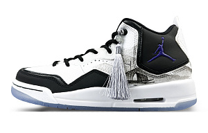 Jordan Courtside 23 Cushioning Anti-Slip And Wear-Resistant Mid-Top Vintage Basketball Shoes Men's Black White Blue