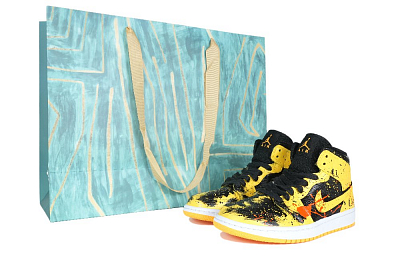 JORDAN Air JORDAN 1 Vintage Basketball Shoes Unisex Mid Top Yellow/Black