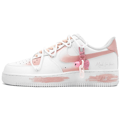 Nike Air Force 1 Neeko Heart To Heart-Pink And Black Coverage Warm Low-Top Skateboard Shoes Unisex White Pink