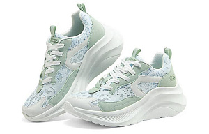 Skechers Wear-Resistant Breathable Height Increasing Low-Top Chunky Sneakers Women's White Green 1 2732531