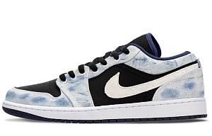Jordan Air Jordan 1 Blue Sky And White Clouds Low-Top Vintage Basketball Shoes Men's Black Blue 1 2736756