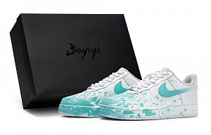 Nike Air Force 1 811 Manufacture Oil Painting On Site Special Shoe Box Low-Top Skateboard Shoes Men's White Green