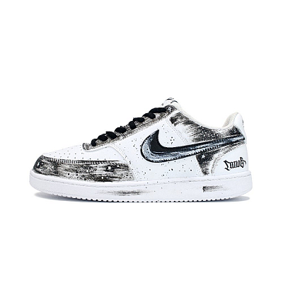 Nike Court Vision 1 Wear resistant And Lightweight Low Top Skateboard Shoes Men's Black White