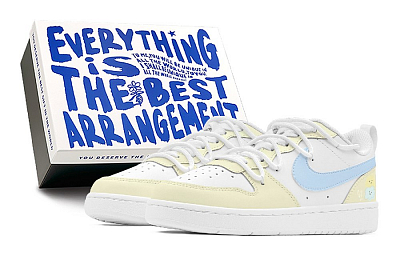 Nike Court Borough Skateboard Shoes Women's Low-Top Blue/White/Yellow