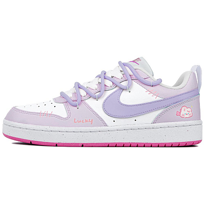 Nike Court Borough Low Lucky Little Bunny 4 Cushioning Wear-Resistant Low-Top Skateboard Shoes GS White Purple