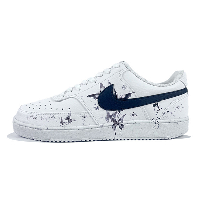 Nike Court Vision 1 Slip-Resistant Cushioning Wear-Resistant Low-Top Skateboard Shoes Men's Black White