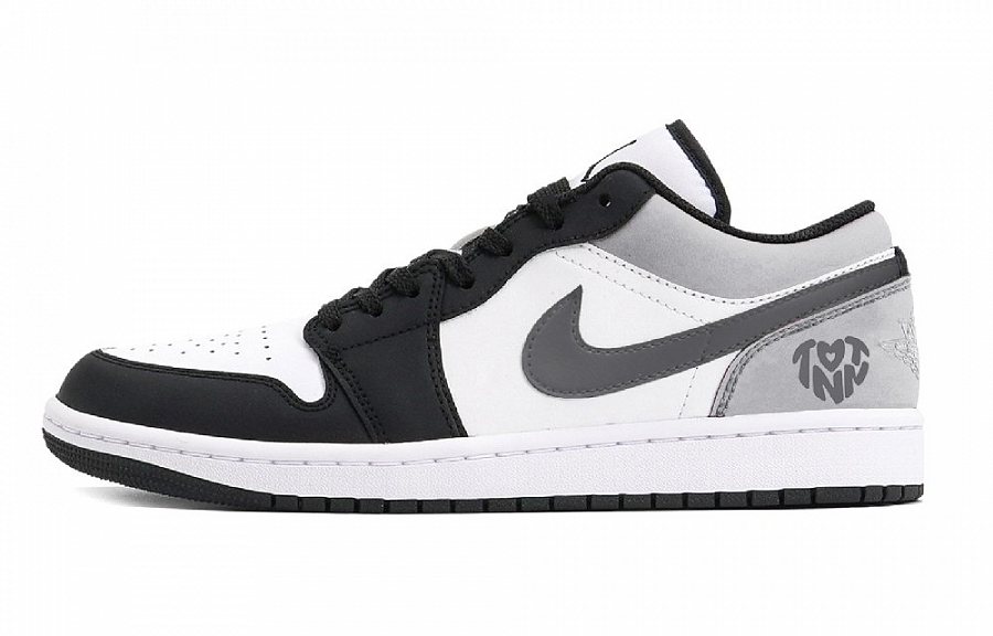 Jordan Air Jordan 1 Puppy Fragment Cushioned Slip-Resistant Low-Top Vintage Basketball Shoes Men's Black Gray