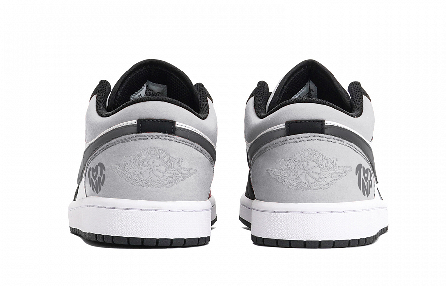 Jordan Air Jordan 1 Puppy Fragment Cushioned Slip-Resistant Low-Top Vintage Basketball Shoes Men's Black Gray