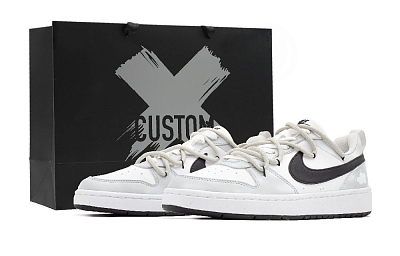 Nike Court Borough Low Mist Gray White Clouds Lightweight And Breathable Low-Top Graffiti GS Premium Gray