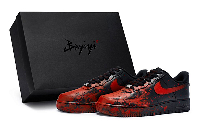 Nike Air Force 1 07 811 Manufacturing, Gothic Bloodstain, Special Shoe Box Low Top Skateboard Shoes Unisex Black Red