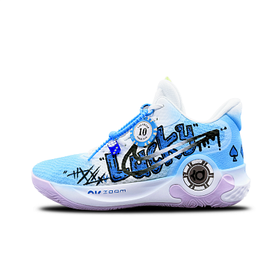 Nike KD Trey 5 IX Slip-Resistant Mid-Top Vintage Basketball Shoes Unisex Blue Asian Version