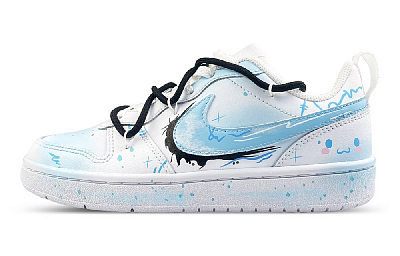 Nike Court Borough Low Anti-Slip Wear-Resistant Low-Top Skateboard Shoes GS White Blue