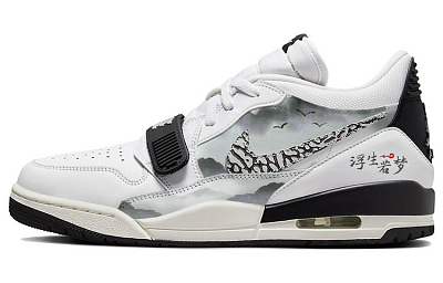 Jordan Legacy 312 Wear-Resistant Slip-Resistant Low-Top Vintage Basketball Shoes Men's White Black