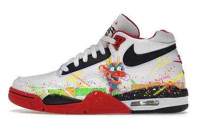 Nike Flight Legacy Non-slip And Sweat-wicking High-Top Vintage Basketball Shoes Men's Red White