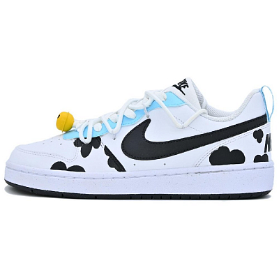 Nike Court Borough Cow Journal Oreo Anti-Slip And Wear-Resistant Balance Coverage Skateboard Shoes GS White Black Blue