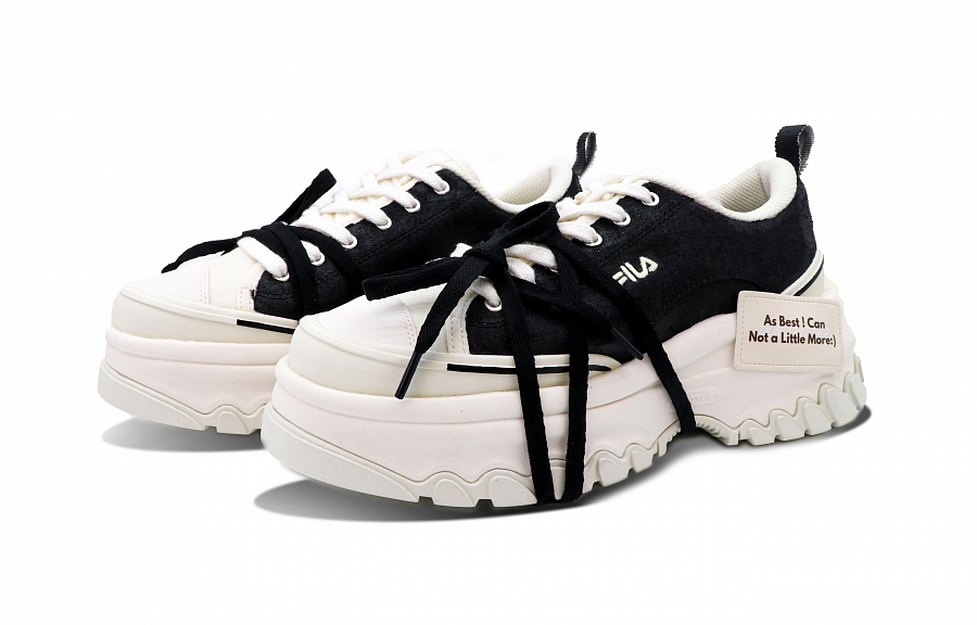 FILA Lava Shock Absorbers Slip Resistant Abrasion Resistant Breathable Low Top Sports Casual Shoes Women's Beige Black купить в интернет-магазине Yoocart с быстрой доставкой по России.