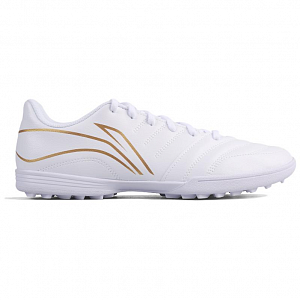 LiNing Long Song Series TF Turf Artificial Turf Cushioning, Wear Resistant Soccer Shoes Unisex White Gold 1 2749362