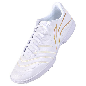 LiNing Long Song Series TF Turf Artificial Turf Cushioning, Wear Resistant Soccer Shoes Unisex White Gold 2 2749363