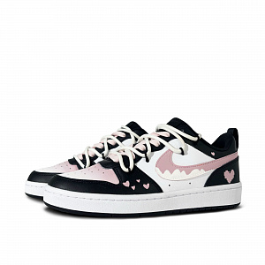 Nike Court Borough Pixel Heart Anti-Slip And Wear-Resistant Lightweight Low-Top Skateboard Shoes GS Black Pink 2 2749979