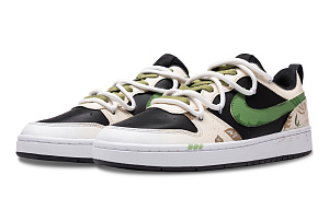 Nike Court Borough Low 2 Spring Girlish Slip Resistant Abrasion Resistant Low top Skateboard Shoes GS Black Green 2 2750013