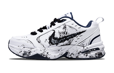 Nike Air Monarch 4 Chunky Sneakers Unisex Low-Top Black/White/Blue