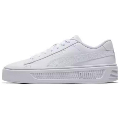PUMA Smash Platform Anti-Slip Wear-Resistant Low-Top Skateboard Shoes Women's White