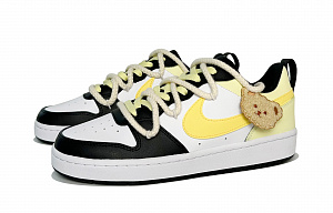 Nike Court Borough Slowpoke Bear Abrasion Resistant Slip Resistant Low top Skateboard Shoes Women's Yellow White 2 2750318