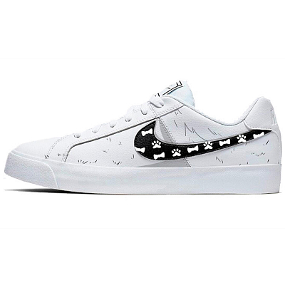 Nike Court Royale Anti-Slip And Wear-Resistant Lightweight Low-Top Skateboard Shoes Unisex White Black
