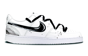Nike Court Vision 1 Slip Resistant Abrasion Resistant Low top Skateboard Shoes Men's Black White 1 2751139