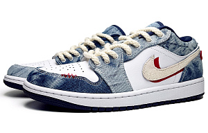 Jordan Air Jordan 1 Low-Top Vintage Basketball Shoes Men's Blue White 2 2751698