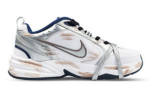 Nike Air Monarch 4 Anti-Slip Wear-Resistant Low-Top Chunky Sneakers Unisex White Silver Coffee 1 2751703