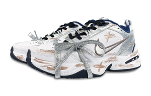 Nike Air Monarch 4 Anti-Slip Wear-Resistant Low-Top Chunky Sneakers Unisex White Silver Coffee 2 2751704