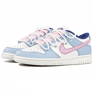 Nike Dunk Blueberry Pink Chiffon Durable Breathable Low-Top Skateboard Shoes Women's Pink Blue 2 2751771