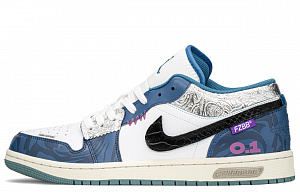 Jordan Air Jordan 1 Anti-Slip Wear-Resistant Low-Top Vintage Basketball Shoes Men's Blue Black Purple 1 2751952