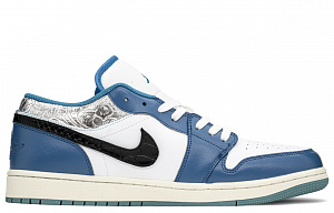 Jordan Air Jordan 1 Anti-Slip Wear-Resistant Low-Top Vintage Basketball Shoes Men's Blue Black Purple 2 2751953