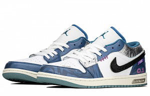 Jordan Air Jordan 1 Anti-Slip Wear-Resistant Low-Top Vintage Basketball Shoes Men's Blue Black Purple 3 2751954