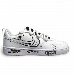 Nike Court Borough Graffiti Kingdom Slip-Resistant Cushioning Low-Top Skateboard Shoes GS Black White 1 2752069
