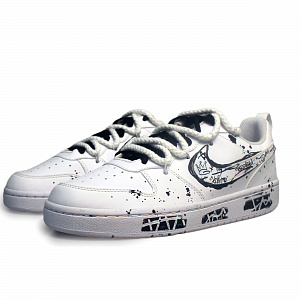 Nike Court Borough Graffiti Kingdom Slip-Resistant Cushioning Low-Top Skateboard Shoes GS Black White 2 2752070